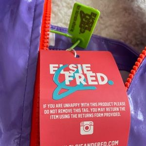 Elsie and Fred brand new never worn latex style orange and purple dress halter